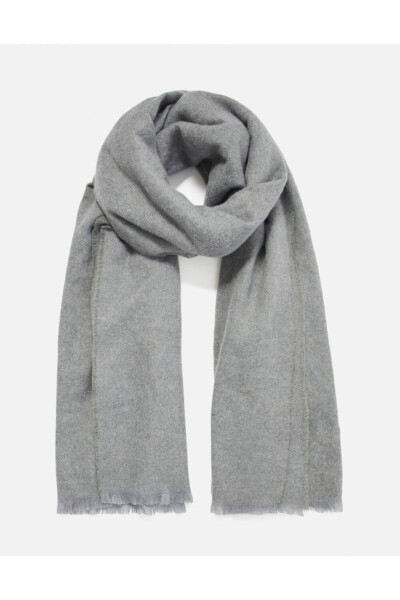 Unisex Solid Gray Thick Soft Scarf - 4