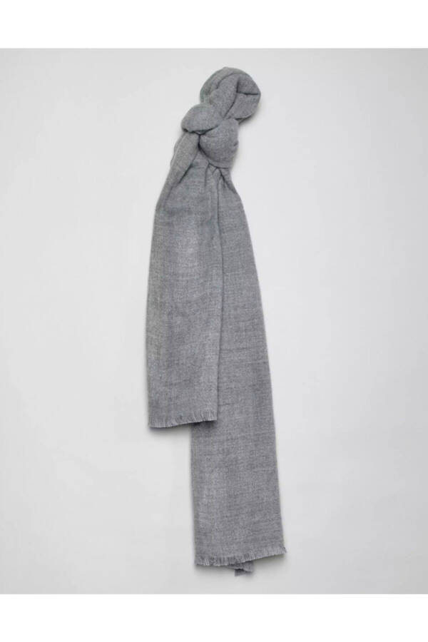 Unisex Solid Gray Thick Soft Scarf - 5