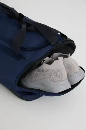 Unisex Sports Fitness and Travel Bag with Shoe Compartment - Navy Blue - 4
