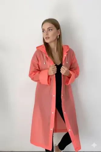 Unisex Tangerine Eva Fabric Waterproof Windproof Raincoat-Tangerine - 1