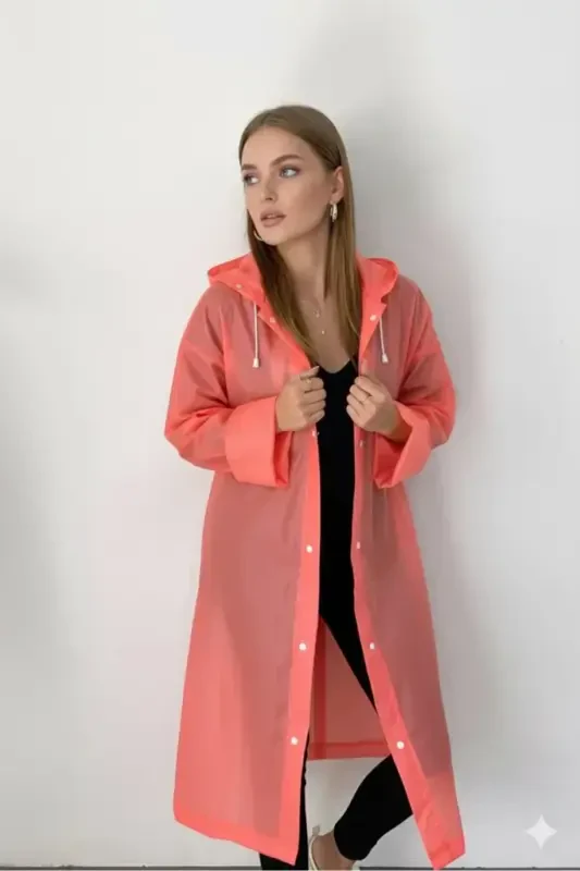 Unisex Tangerine Eva Fabric Waterproof Windproof Raincoat-Tangerine - 1