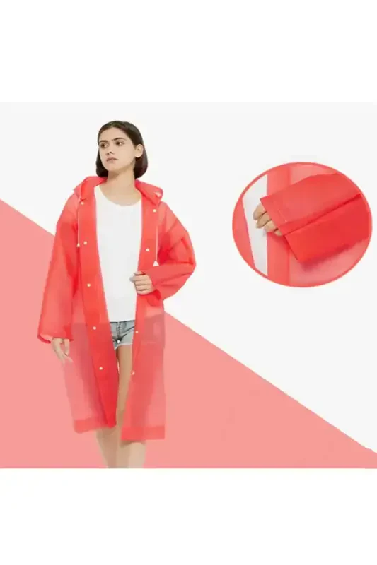 Unisex Tangerine Eva Fabric Waterproof Windproof Raincoat-Tangerine - 3