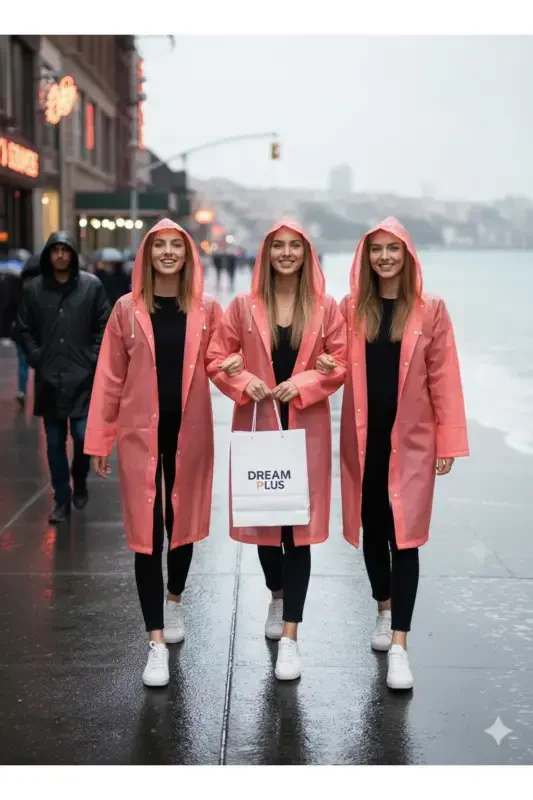 Unisex Tangerine Eva Fabric Waterproof Windproof Raincoat-Tangerine - 4