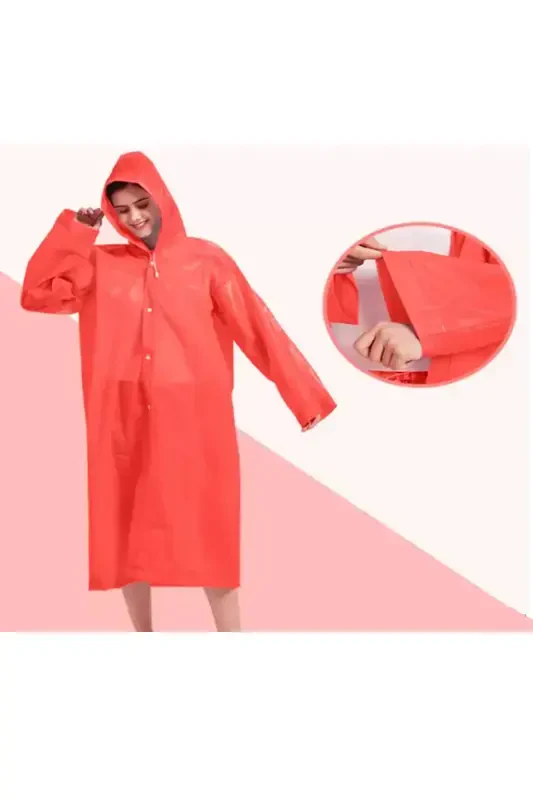 Unisex Tangerine Eva Fabric Waterproof Windproof Raincoat-Tangerine - 5