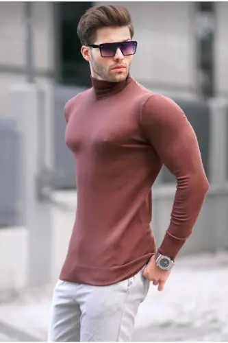 Unisex tosh paxtali baliqchi yoqali shardonli slimfit boʻgʻizli kozok-tosh - 8