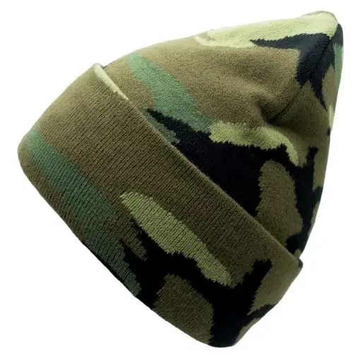 Unisex Trikotaj Yumshoq Issiq Manjetli Beanie Shlyapa Qishki Kamuflaj Erkaklar Ayollar uchun shlyapalar - 2