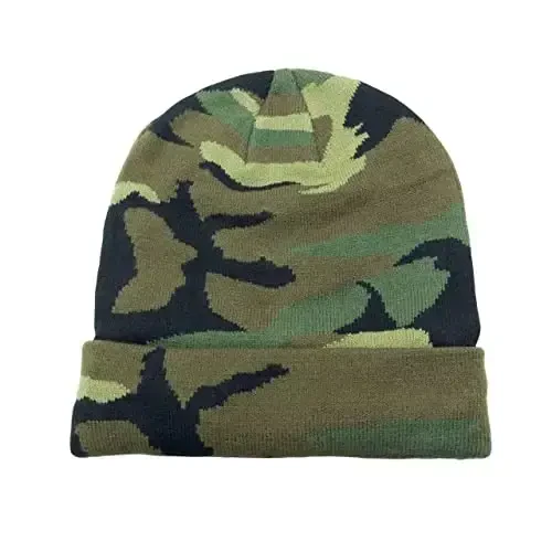 Unisex Trikotaj Yumshoq Issiq Manjetli Beanie Shlyapa Qishki Kamuflaj Erkaklar Ayollar uchun shlyapalar - 3