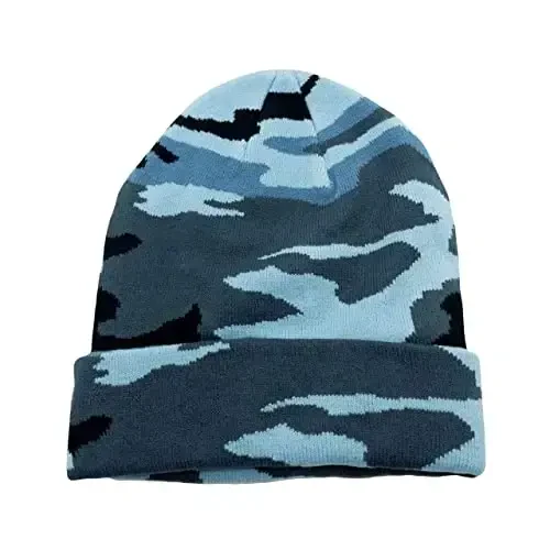 Unisex Trikotaj Yumshoq Issiq Qirrali Beanie Shlyapa Qishki Kamuflyaj Erkaklar Ayollar uchun Shlyapalar - 3