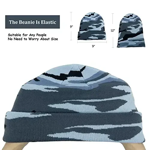 Unisex Trikotaj Yumshoq Issiq Qirrali Beanie Shlyapa Qishki Kamuflyaj Erkaklar Ayollar uchun Shlyapalar - 4