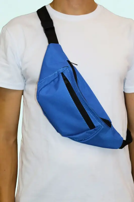 Unisex Turquoise Two-Compartment Shoulder and Waist Bag - 1