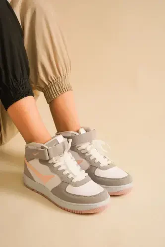 Unisex Turtleneck Velcro Non-Slip Sole Shoe-stone white - 1