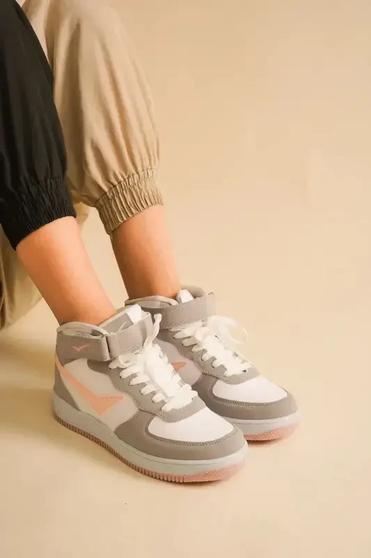 Unisex Turtleneck Velcro Non-Slip Sole Shoe-stone white - 1