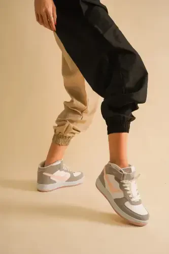 Unisex Turtleneck Velcro Non-Slip Sole Shoe-stone white - LAMBIRLENT (1)