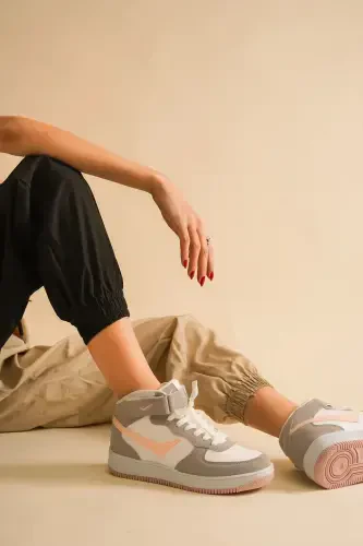 Unisex Turtleneck Velcro Non-Slip Sole Shoe-stone white - 3