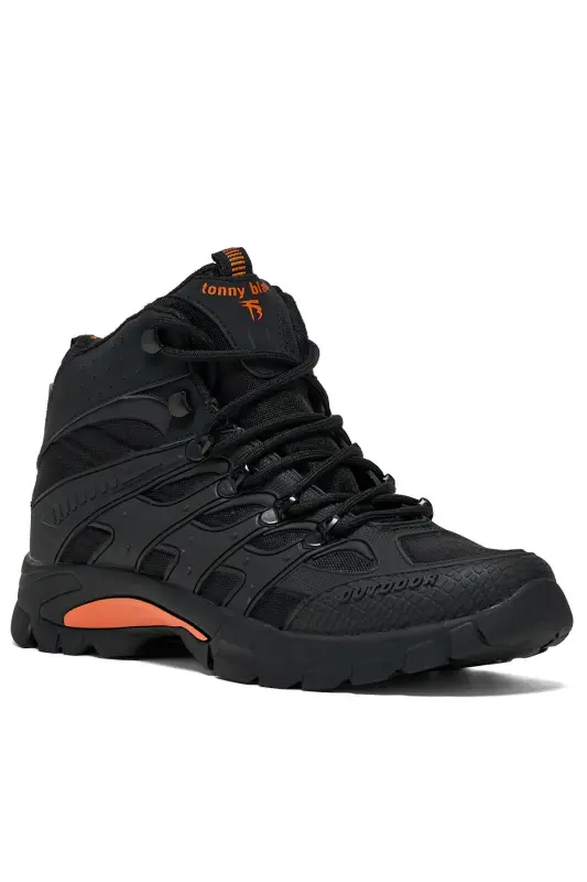 Unisex Turuncu Siyah Rahat Kalıp Suı İtici Özellikli Bağcıklı Unisex Bot-Turuncu Siyah - TONNY BLACK