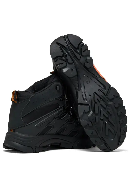 Unisex Turuncu Siyah Rahat Kalıp Suı İtici Özellikli Bağcıklı Unisex Bot-Turuncu Siyah - 4