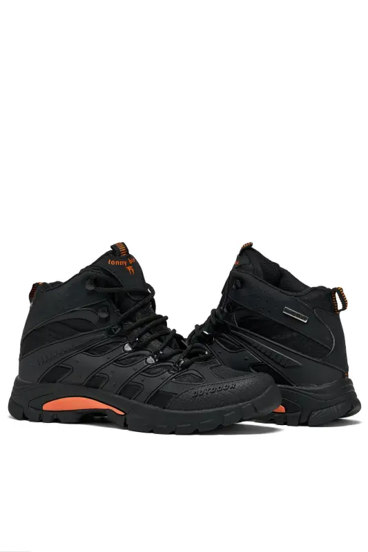 Unisex Turuncu Siyah Rahat Kalıp Suı İtici Özellikli Bağcıklı Unisex Bot-Turuncu Siyah - 5