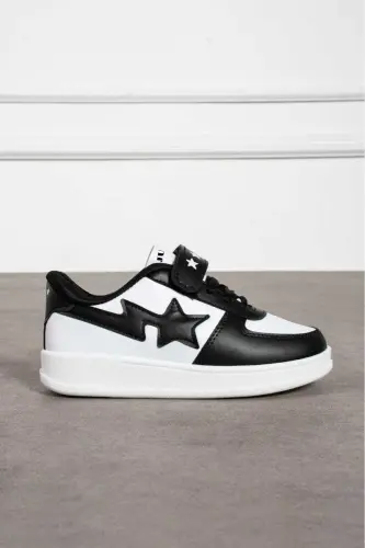 Unisex Velcro Qulay Kundalik Sneaker Sport Oyoq Kiyim-Qora Bayez 