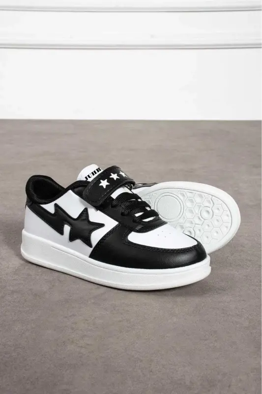 Unisex Velcro Qulay Kundalik Sneaker Sport Oyoq Kiyim-Qora Bayez - 2
