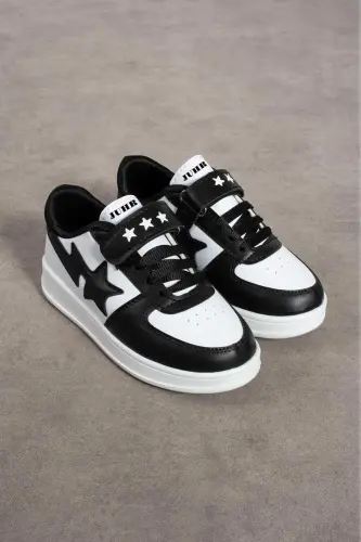 Unisex Velcro Qulay Kundalik Sneaker Sport Oyoq Kiyim-Qora Bayez - 3