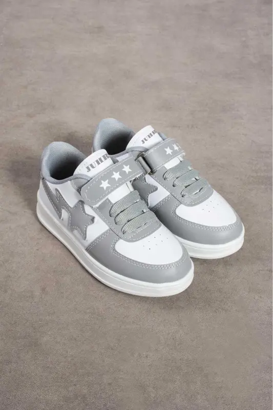 Unisex Velcro Qulay Kundalik Sneaker Sport Oyoq Kiyimi-Oq Kulrang - 1