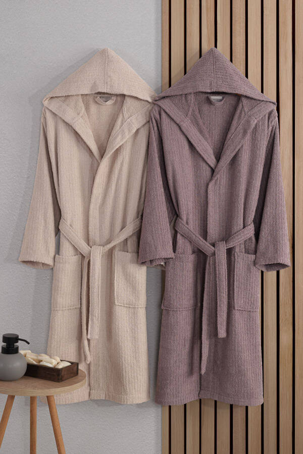 Unisex Verona Bay&Bayan Pamuk 2'li Çizgili Kapüşon - 6