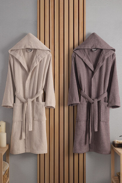 Unisex Verona Bay&Bayan Pamuk 2'li Çizgili Kapüşon - 8