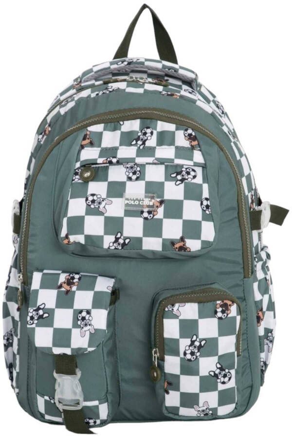 Unisex Waterproof Checkered Color Backpack School Bag - 1