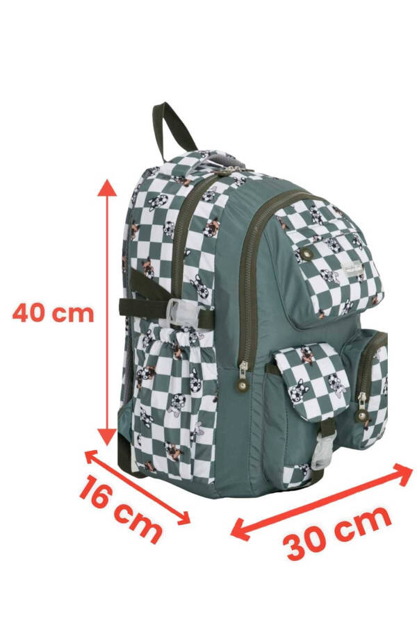 Unisex Waterproof Checkered Color Backpack School Bag - 5