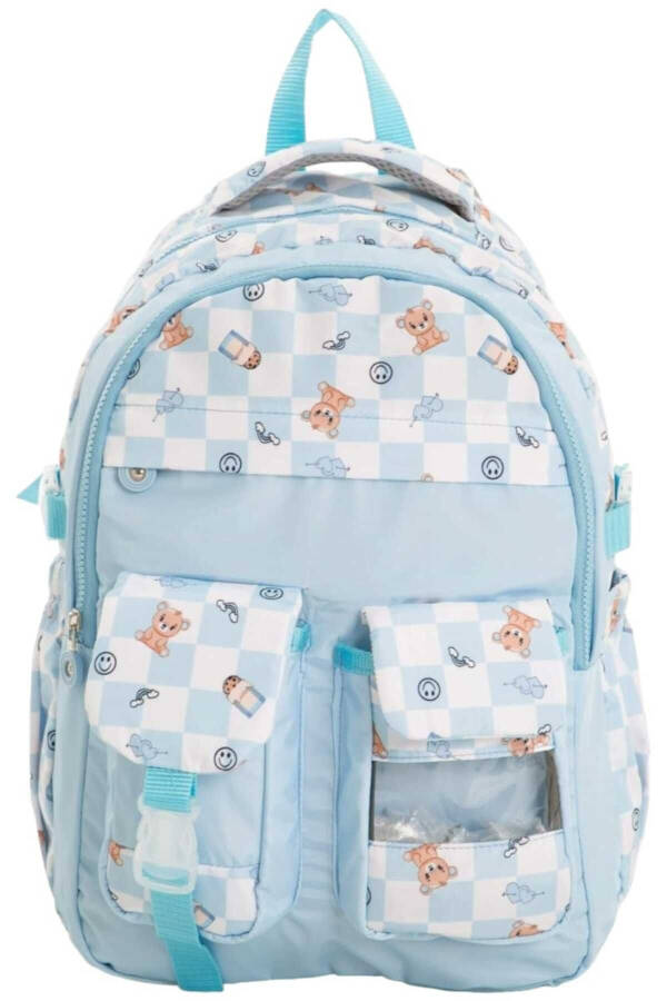 Unisex Waterproof Checkered Colored School Bag Backpack - 1