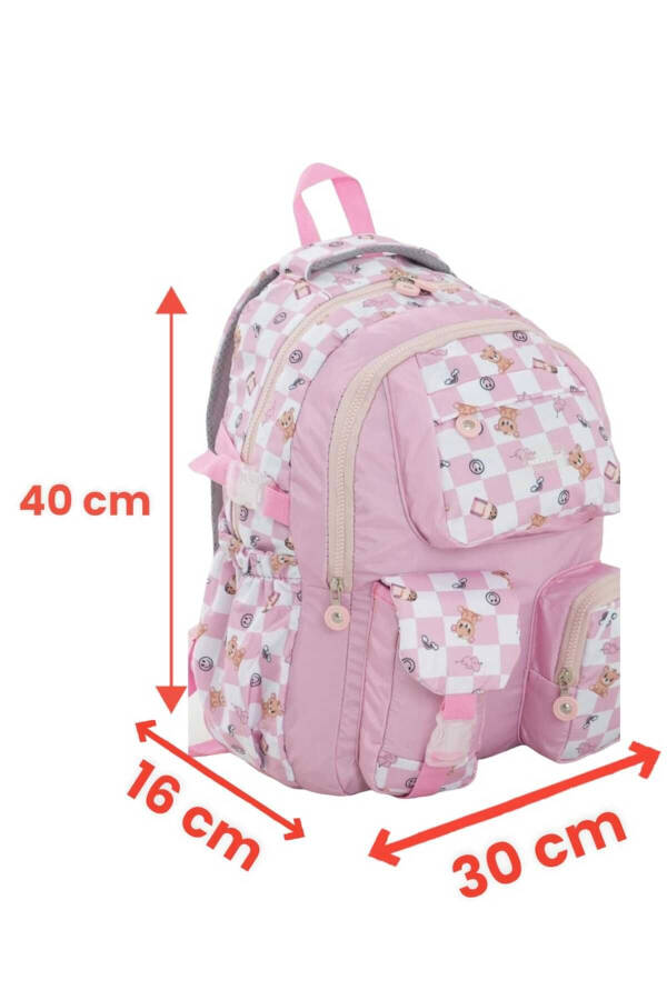 Unisex Waterproof Checkered Colorful Backpack School Bag - 5