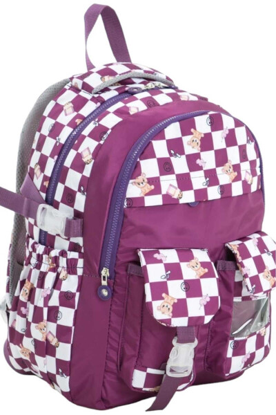 Unisex Waterproof Checkered Colorful School Backpack - 2