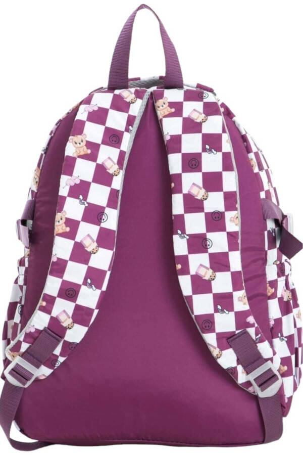 Unisex Waterproof Checkered Colorful School Backpack - 4