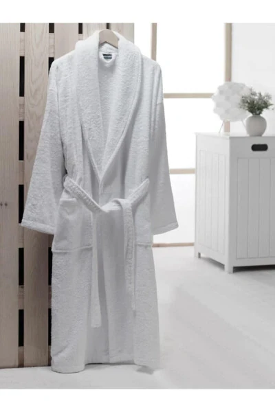 Unisex White Bathrobe - MEŞELİ TEKSTİL