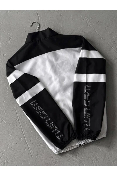 Unisex White Digital Printed Full Zipper Raincoat & Windbreaker - Modazone (1)