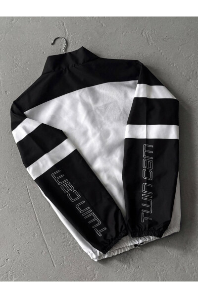 Unisex White Digital Printed Full Zipper Raincoat & Windbreaker - 2