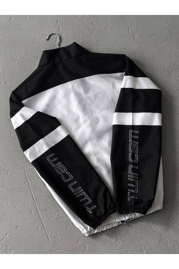 Unisex White Digital Printed Full Zipper Raincoat & Windbreaker - 2