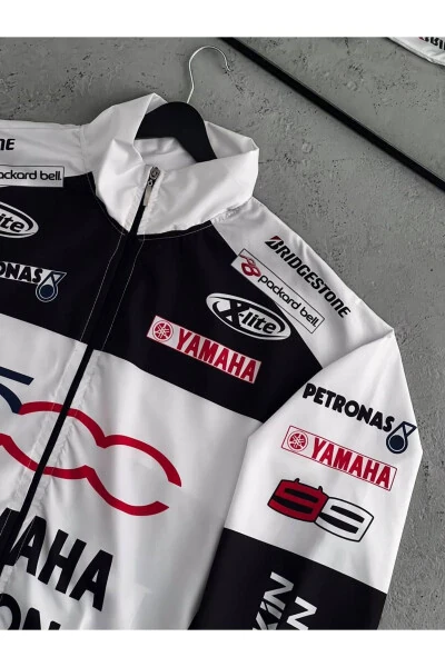 Unisex White Digital Printed Waterproof & Windproof Raincoat & Windbreaker - Modazone