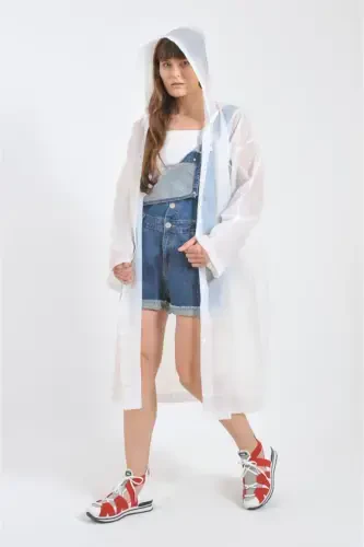 Unisex White Eva Fabric Water Windproof Raincoat-White - 5