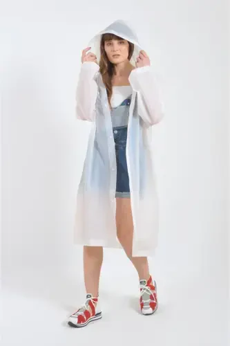Unisex White Eva Fabric Water Windproof Raincoat-White - 6