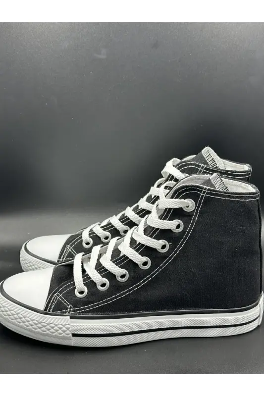 Unisex White High Top Sneaker - Sneaker-black - 2