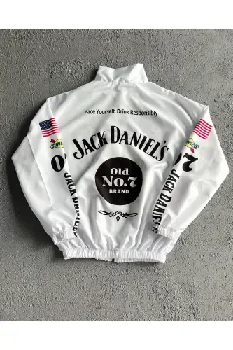 Unisex White JCK Digital Design Printed Zippered Raincoat & Windbreaker-Whitezz - MODAZONE (1)