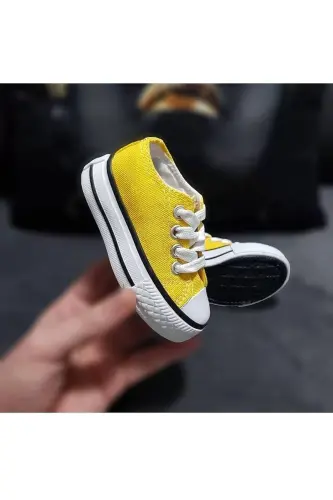 unisex White Sports Sneaker Shoe-Yellow - 3