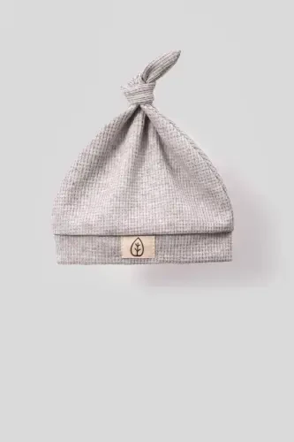 Unisex Wooden Button Detailed Hooded Waffle Stylish Baby Jumpsuit-gray-Gray - 3