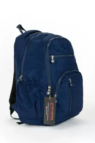 Unisex Wrinkle Waterproof Fabric Large Size Multi-Compartment School and Travel Backpack cty-lbn-101-Navy Blue - 1