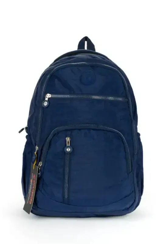 Unisex Wrinkle Waterproof Fabric Large Size Multi-Compartment School and Travel Backpack cty-lbn-101-Navy Blue - 2