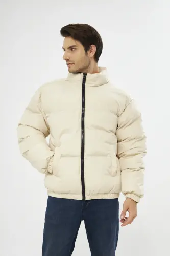 Unisex Yağmur Rüzgar Geçirmez Bomber Oversize Mont Ceket Kaban Waterproof MM-153 - KREM - 4