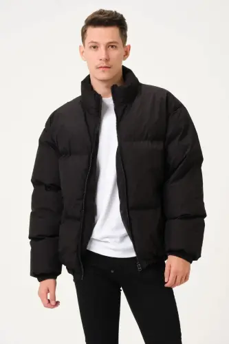 Unisex Yağmur Rüzgar Geçirmez Bomber Oversize Mont Ceket Kaban Waterproof - SİYAH - 5