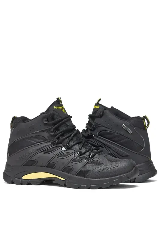 Unisex Yellow Black Relaxed Fit Water Repellent Lace-up Unisex Boot-Yellow Black - 3