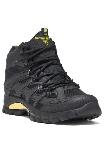 Unisex Yellow Black Relaxed Fit Water Repellent Lace-up Unisex Boot-Yellow Black 